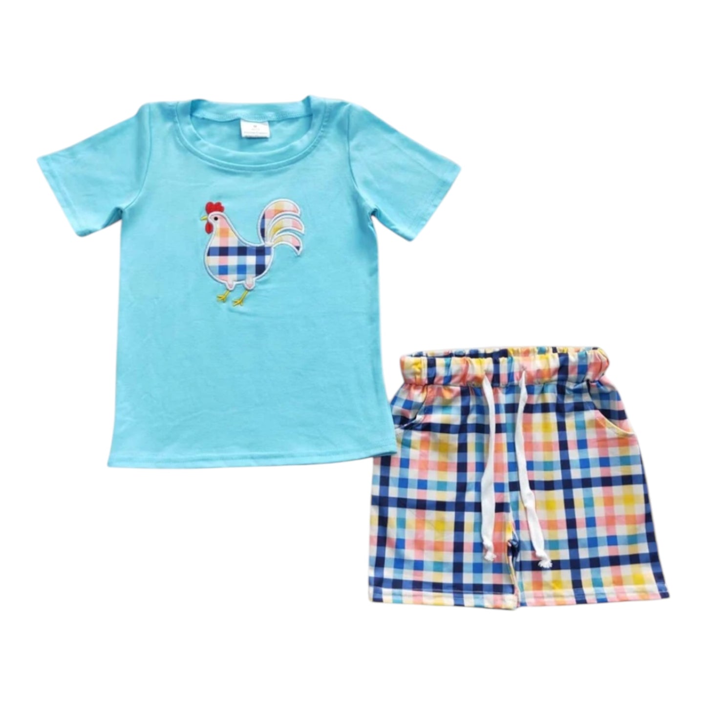 Embroidered Chicken Shorts Set