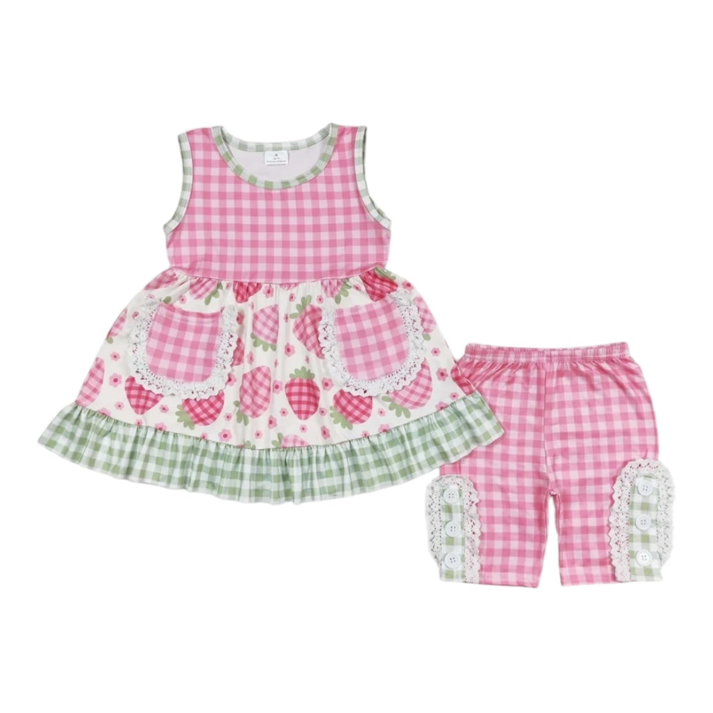 Strawberry Ruffle Shorts Set