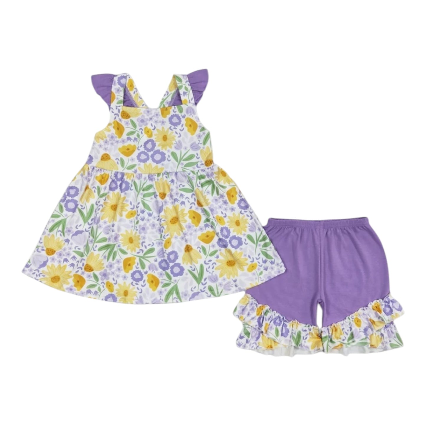 Floral Ruffle Shorts Set