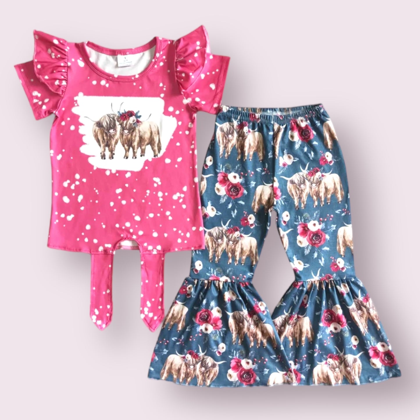 Pink Cow Bell Pant set