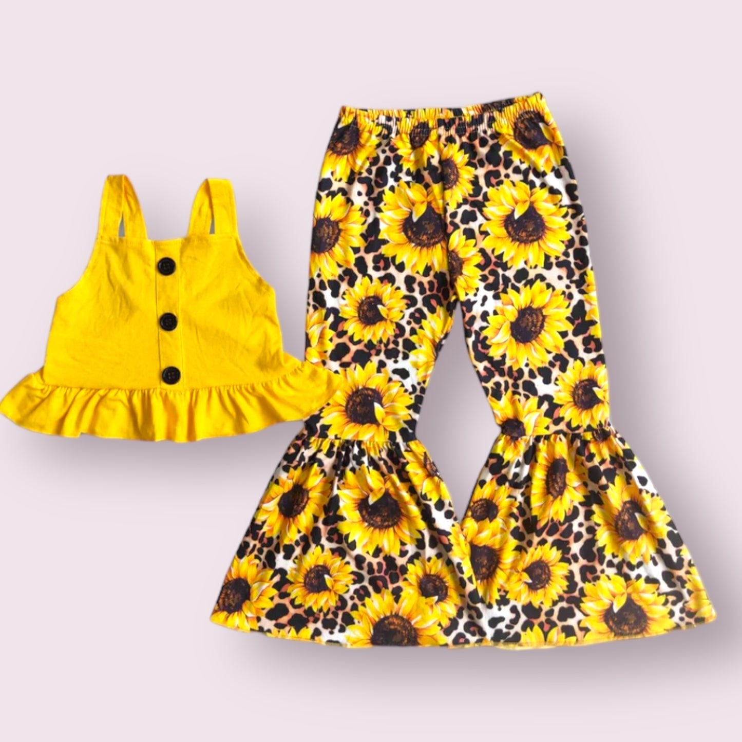 Sunflower and Leopard Bell Pant Set