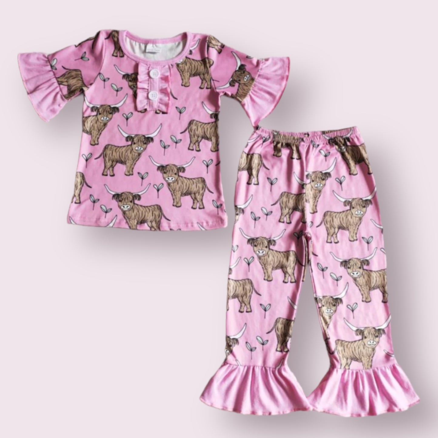 Pink Highland Cow Pajamas