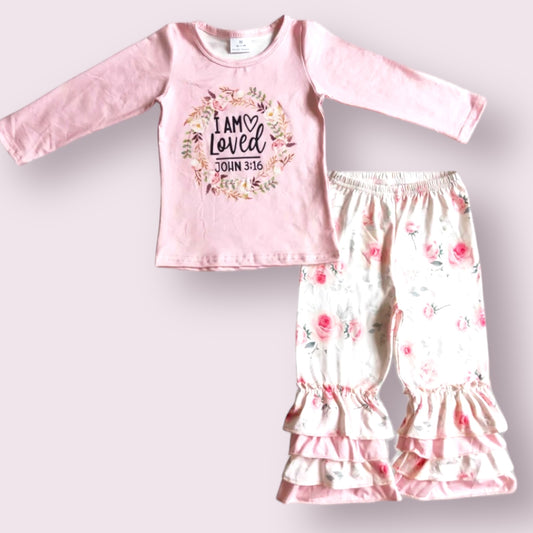 I Am Loved Floral Ruffle Outfit
