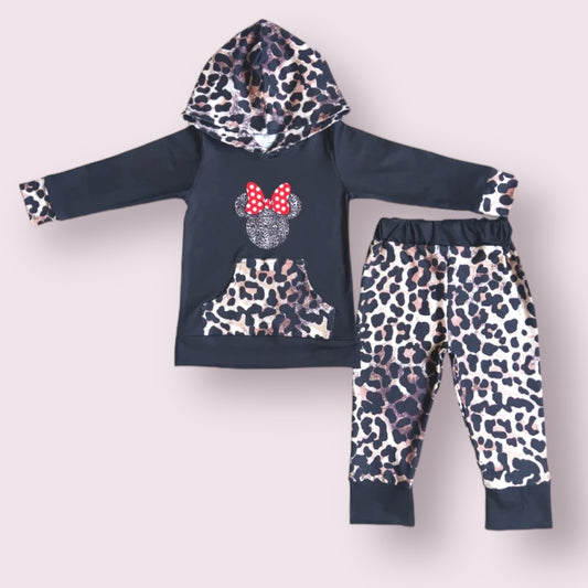 Black & Leopard Mouse Hooded Outfit