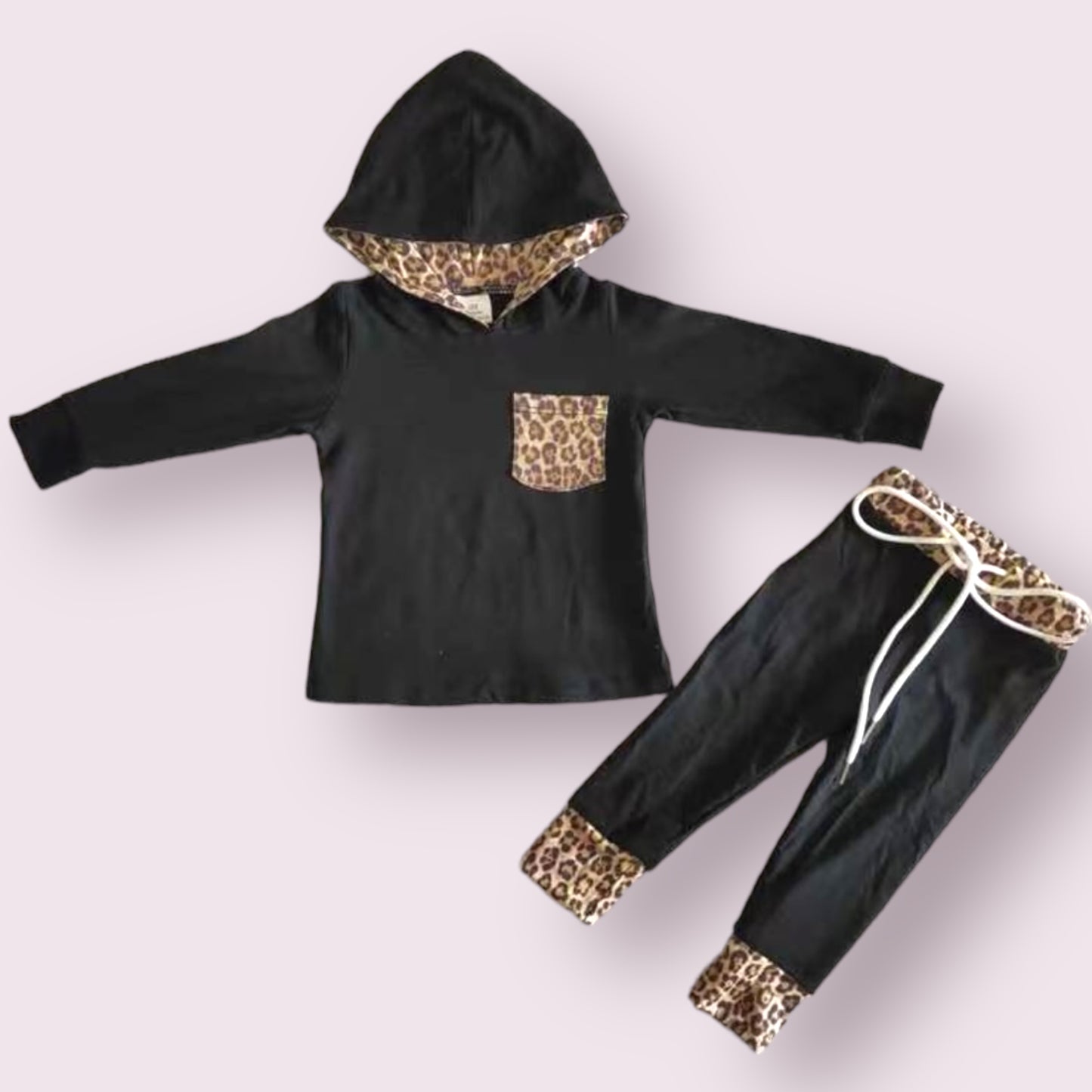 Black & Leopard Hooded Outfit