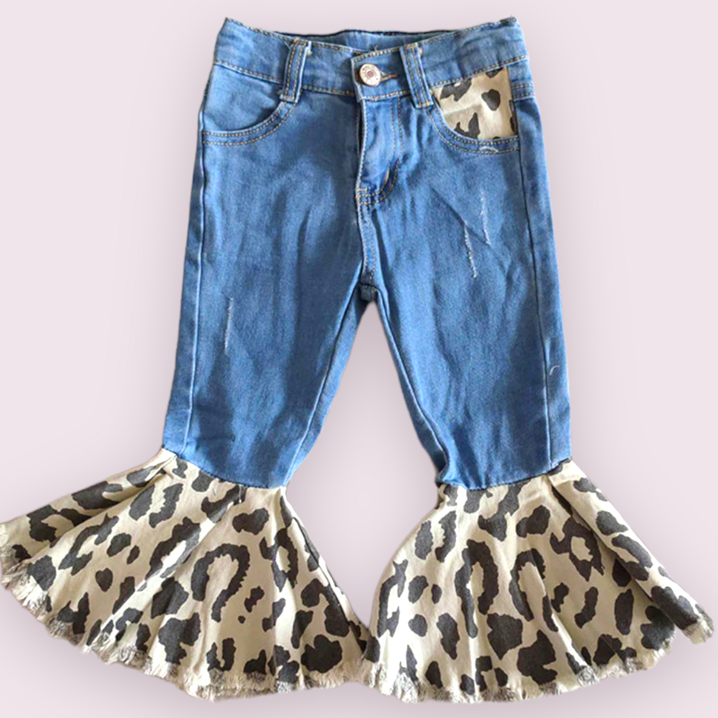 Leopard Style Denim Bell Jeans