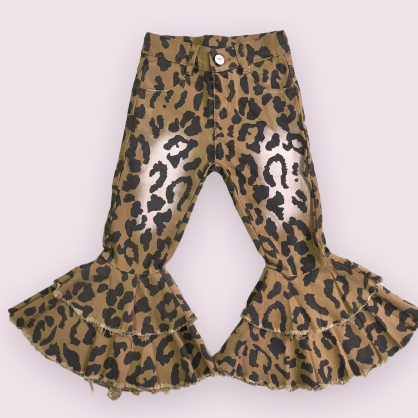 Leopard Style Denim Bell Jeans